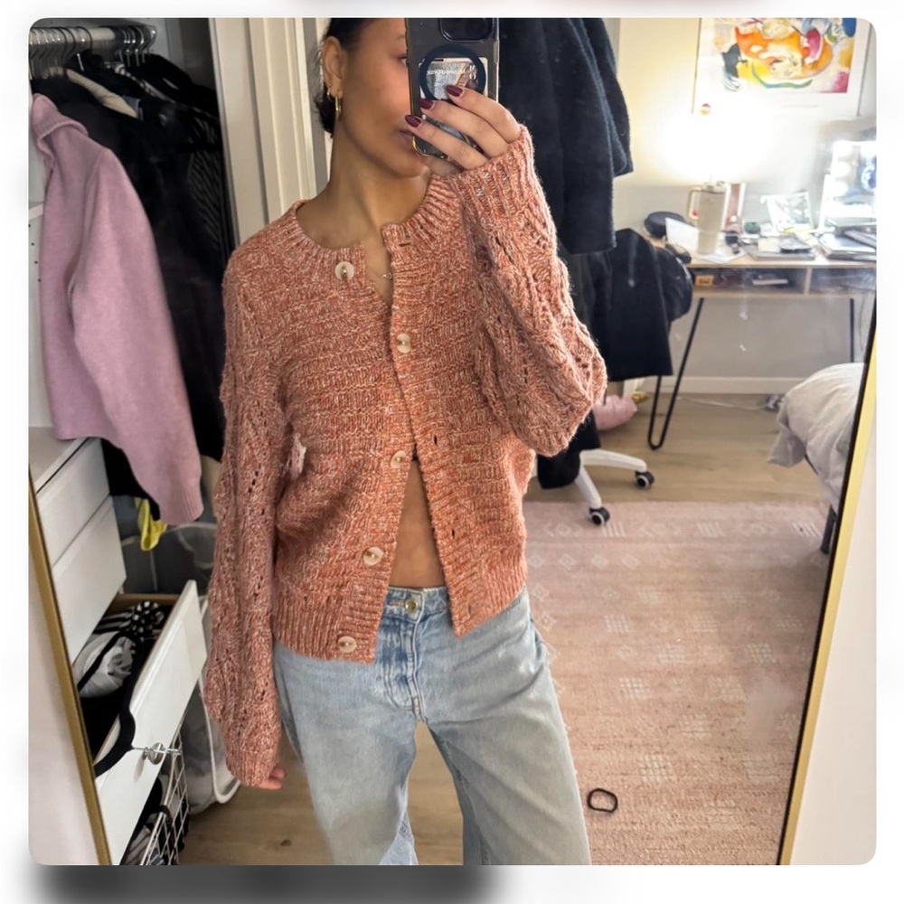 Another Love Textured Coral Cardigan